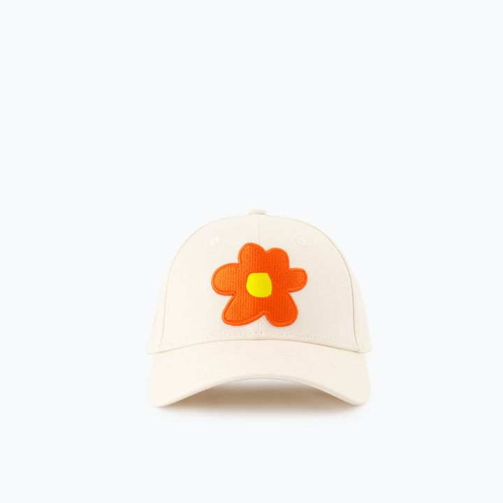 Casquette beige fleur