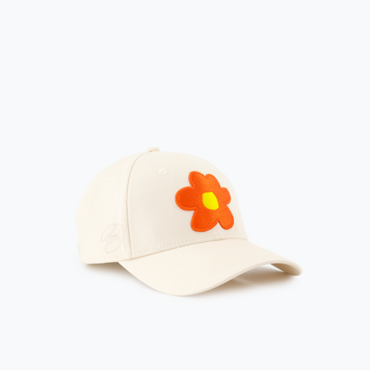 Casquette beige fleur